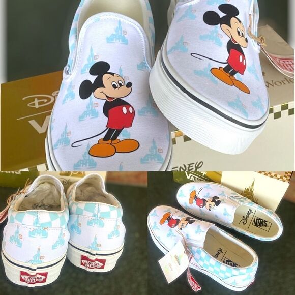 Vans Classic Slip-on Mickey Mouse Sneakers Walt Disney World Mens Size 10 - Picture 1 of 13